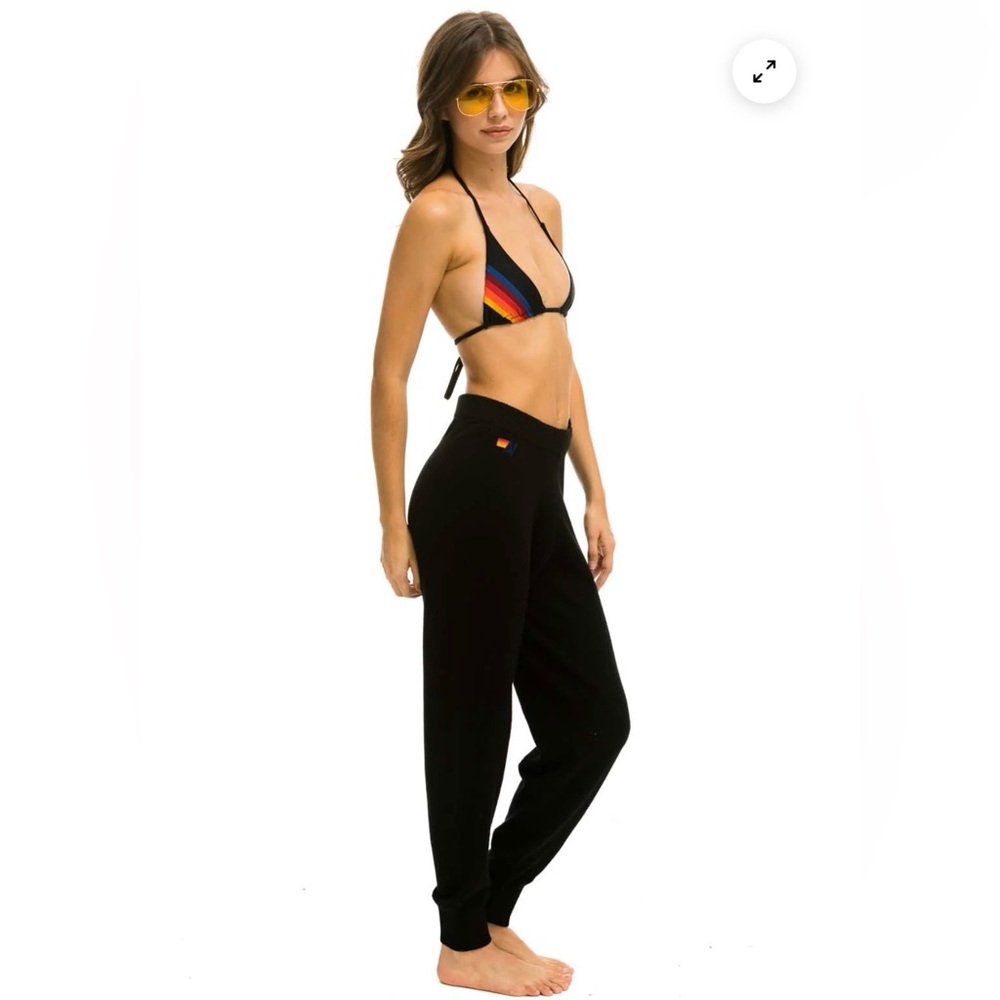 AVIATOR NATION BOLT CASHMERE LIGHT SWEATER PANT - BLACK II WHITE BOLT, MED - Picture 3 of 7